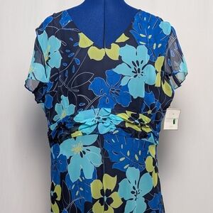 NWT Blue And Lime Green Floral Dress